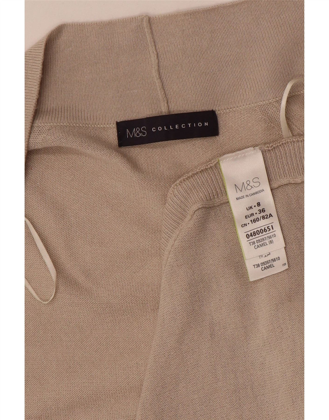 Marks & Spencer Suéter Cárdigan Abierto Largo para Mujer UK 8 Small Beige