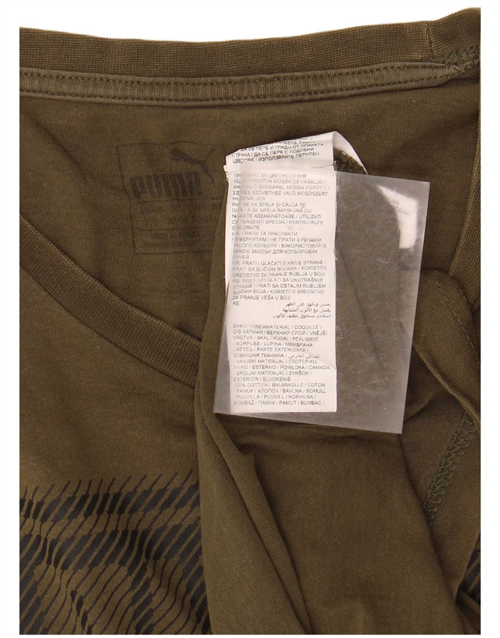 PUMA Camiseta gráfica para hombre Top grande de algodón caqui