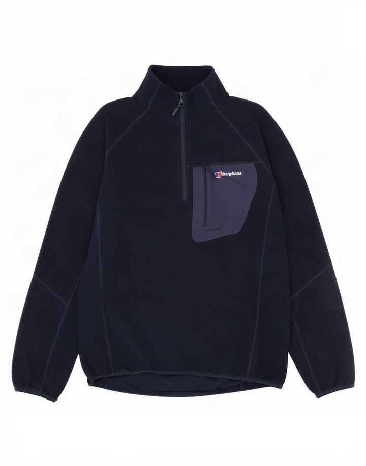 Berghaus - Jersey de forro polar con cuello y cremallera para hombre, talla grande, poliéster azul marino