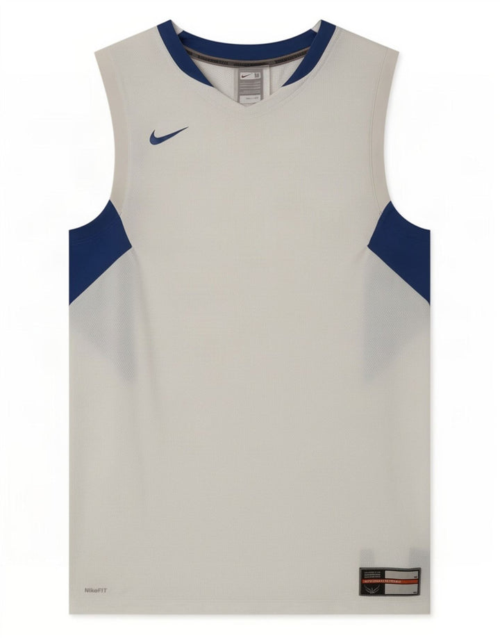 Nike - Camiseta sin mangas para hombre, color blanco medio, poliéster con bloques de color