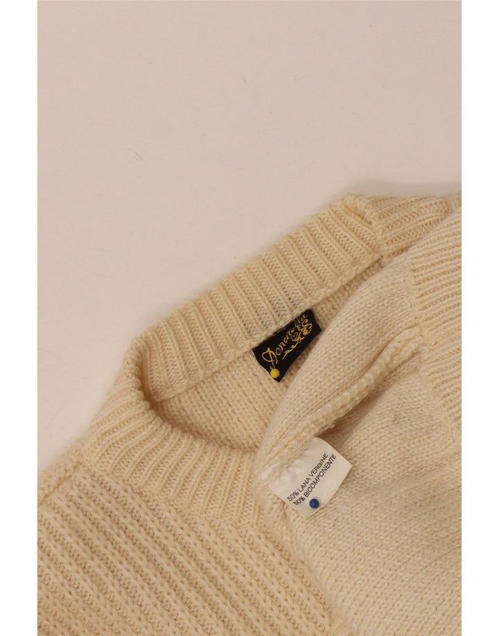 Donatella Suéter Cárdigan para Mujer UK 46 Grande Lana Virgen Beige