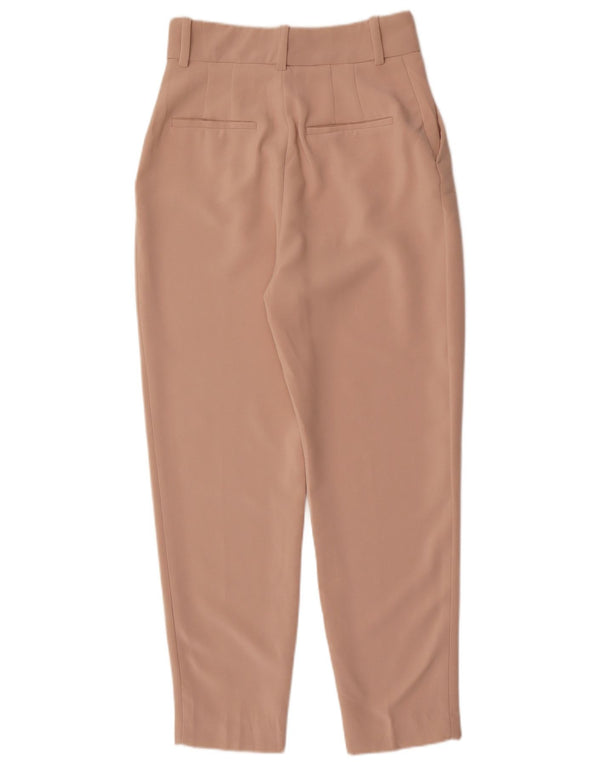 Zara Mujer Pantalones Casuales Cónicos De Cintura Alta Pequeño W26 L28 Beige