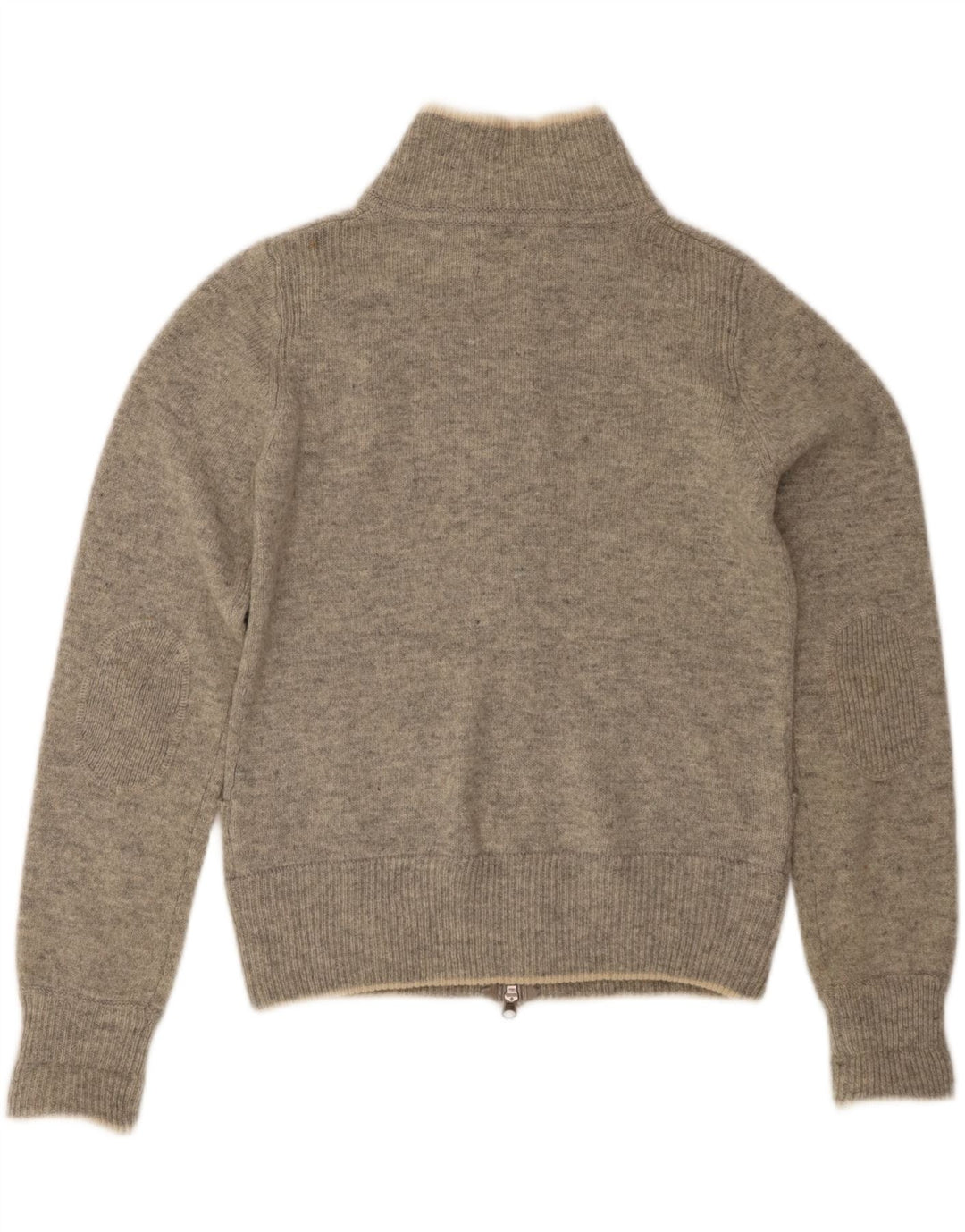 Woolrich Cárdigan gráfico con cremallera completa para mujer UK 10 Small Grey Wool