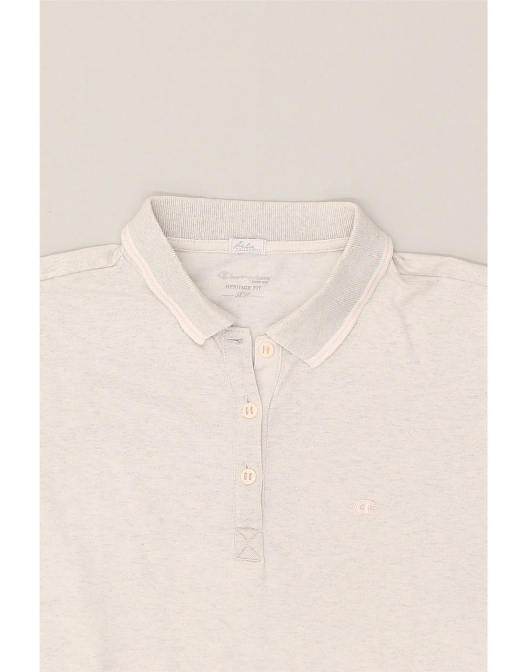 CHAMPION Womens Heritage Fit Polo Shirt UK 18 XL Grey Cotton | Vintage Champion | Thrift | Second-Hand Champion | Used Clothing | Messina Hembry 