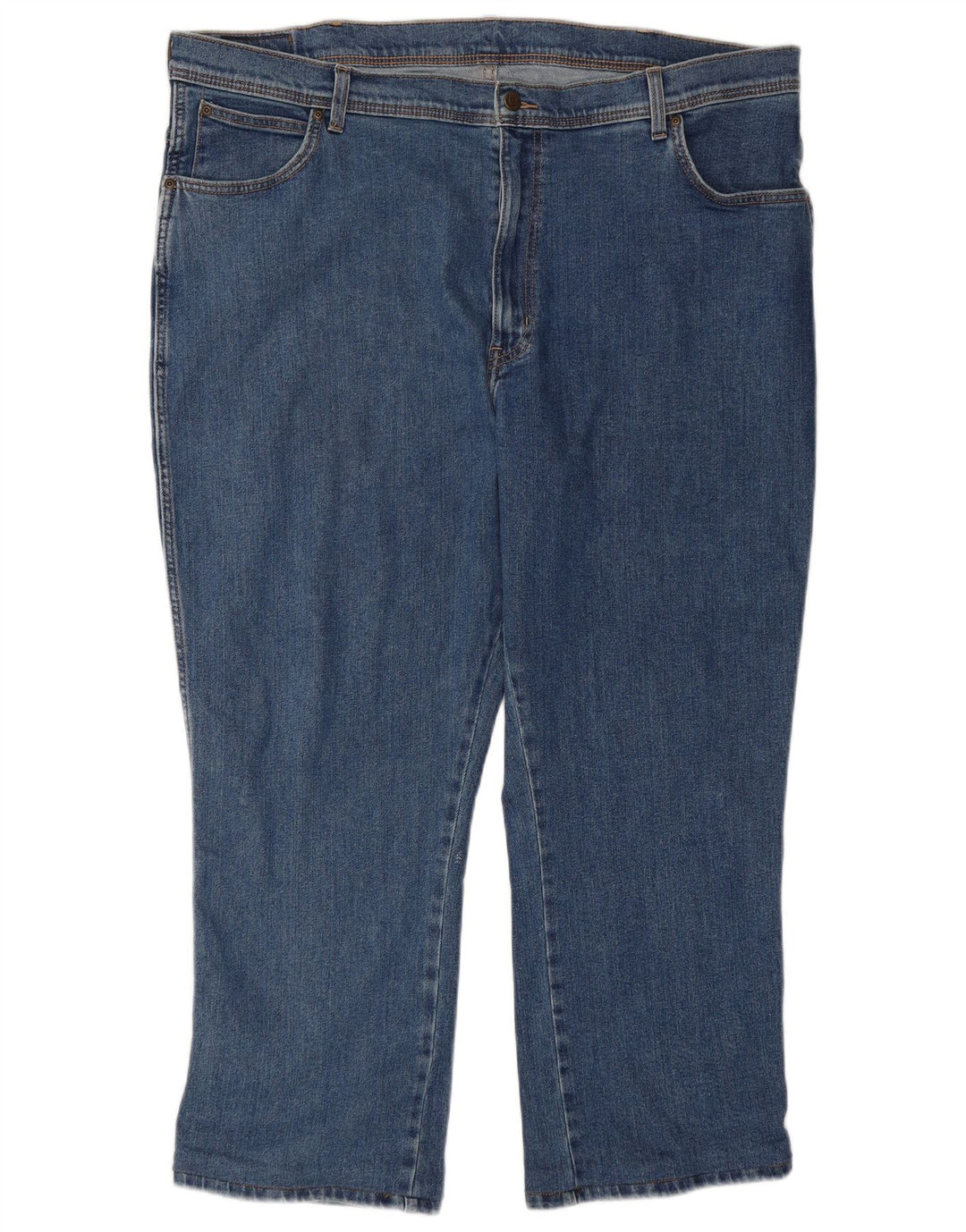 WRANGLER Vaqueros recortados de corte regular para hombre W44 L26 Algodón azul