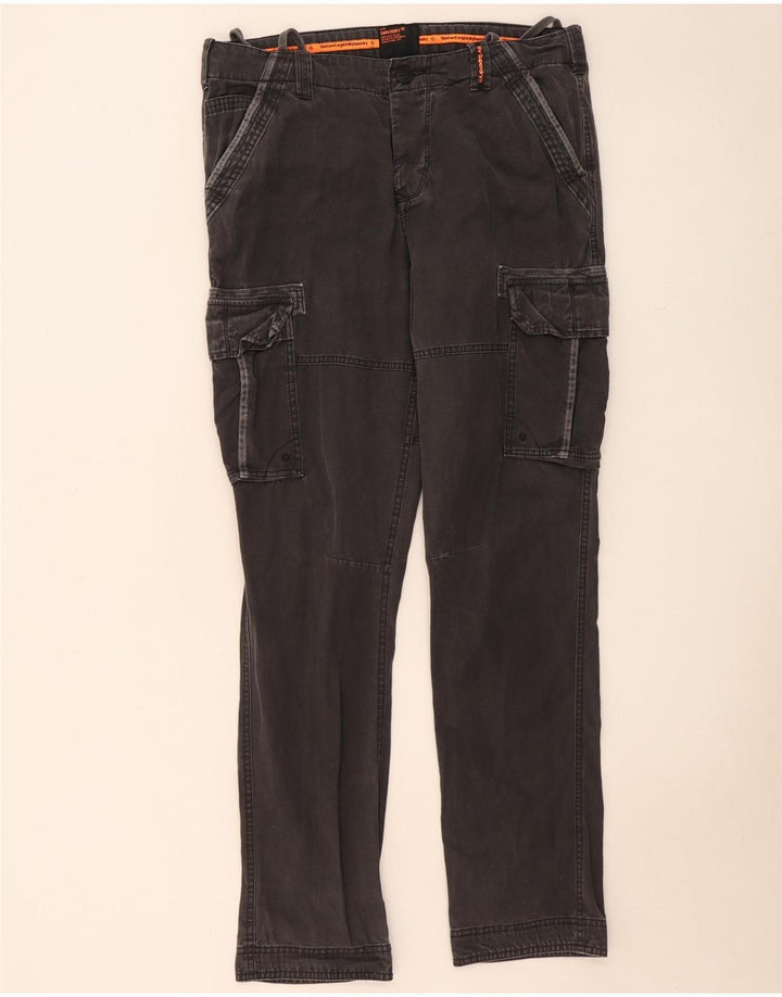 SUPERDRY Pantalón cargo ajustado para hombre Grande W36 L33 Algodón gris