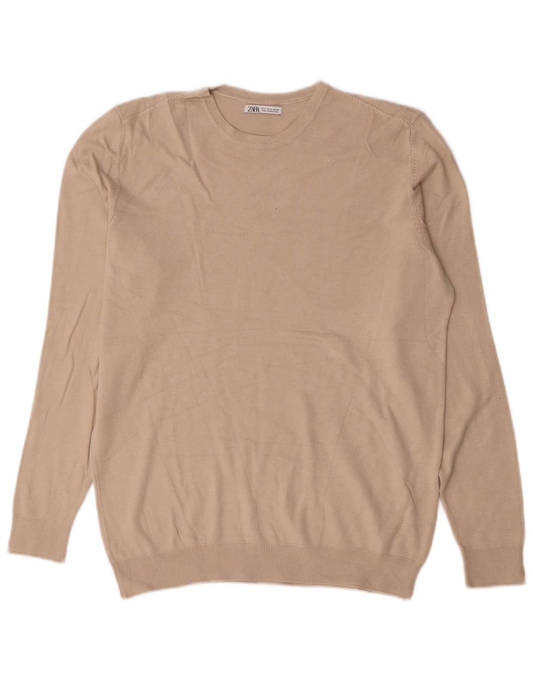 Zara Hombre Jersey De Cuello Redondo Jersey Pequeño Beige