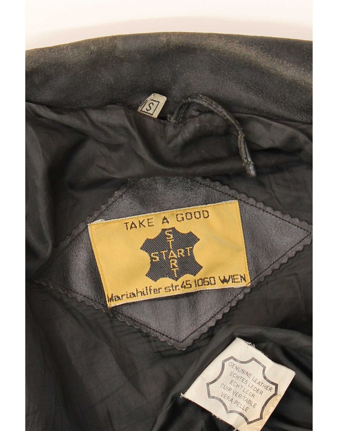 Vintage hombres chaqueta de cuero Reino Unido 36 pequeño cuero negro