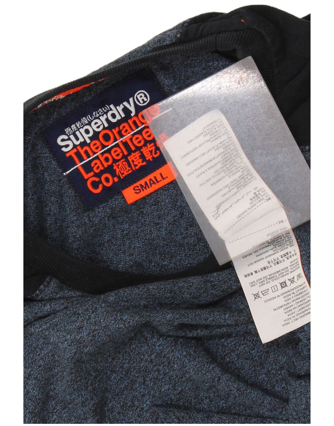 Superdry Camiseta para hombre Top Small de algodón con bloques de color azul marino