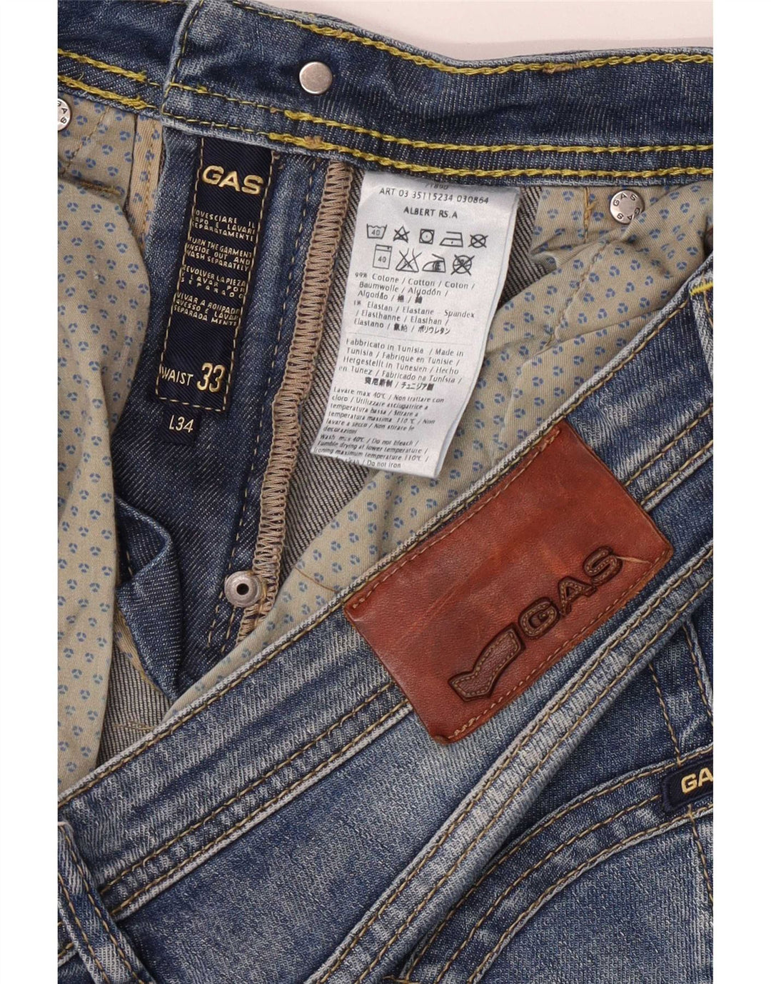 Vaqueros ajustados para hombre Gas W33 L34 Algodón azul