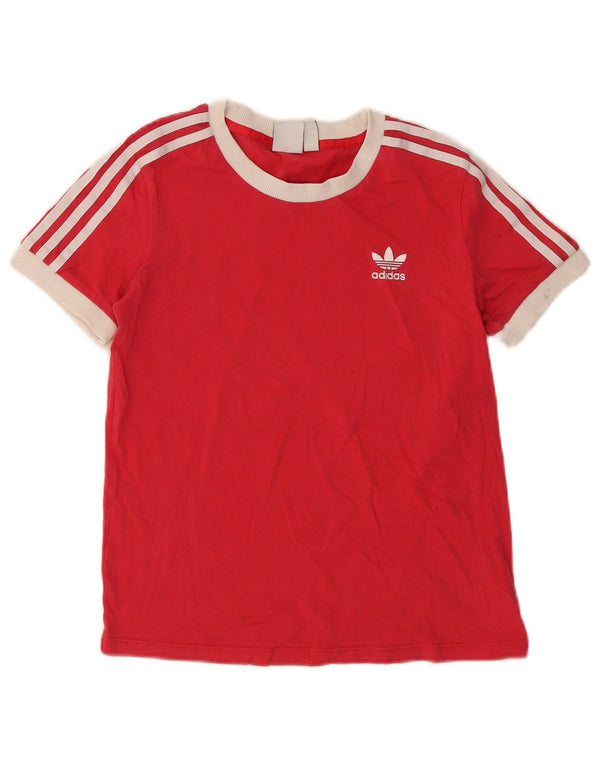 Adidas Camiseta Mujer Top UK 10 Small Rojo Colorblock Algodón