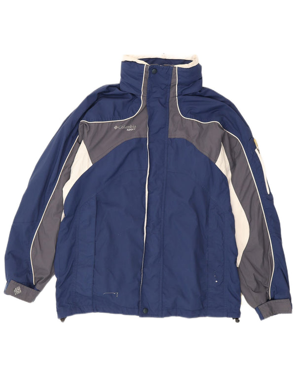 Columbia Chaqueta de esquí holgada con capucha para hombre UK 36 Small Azul marino Colorblock