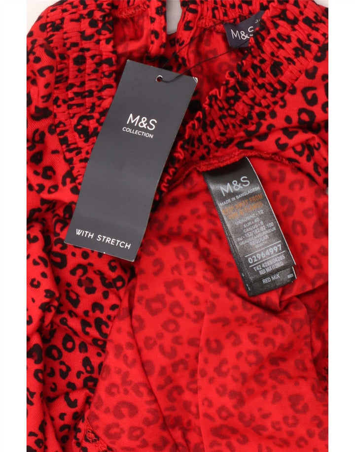 Marks & Spencer Vestido básico para mujer Reino Unido 42 Mediano Rojo Estampado animal