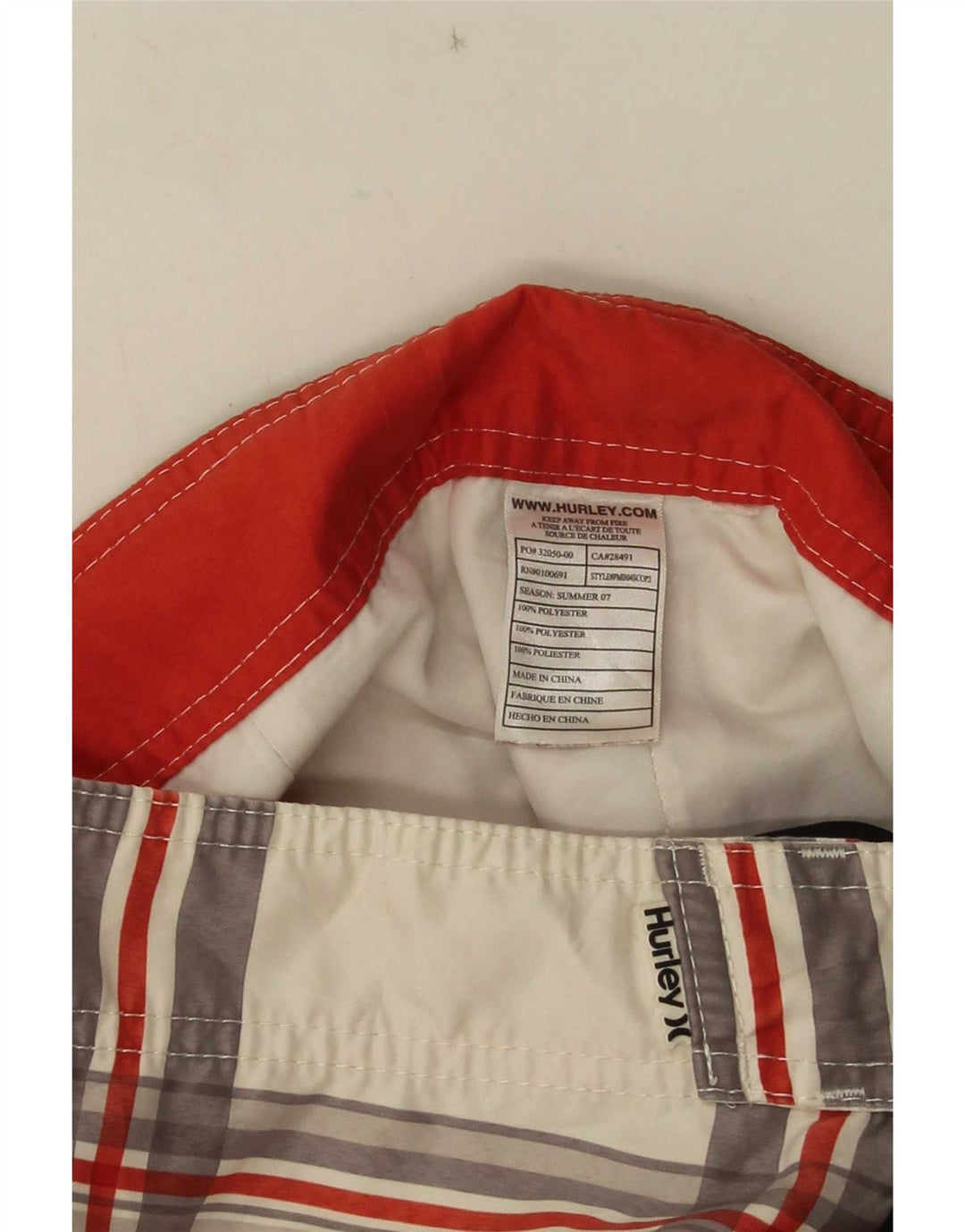 Hurley Bañador con gráfico para hombre, tamaño grande, poliéster a cuadros blancos