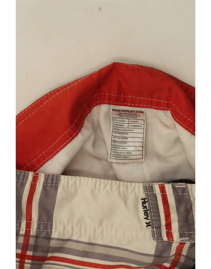 Hurley Bañador con gráfico para hombre, tamaño grande, poliéster a cuadros blancos