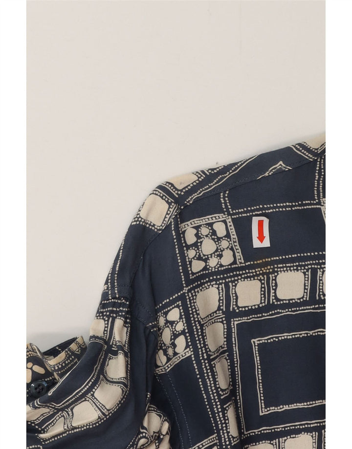 VINTAGE camisa de hombre grande azul marino geométrico