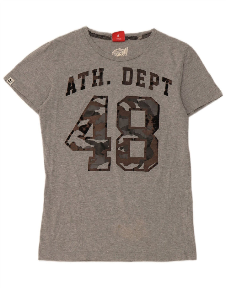 Puma - Camiseta gráfica para hombre, talla pequeña, algodón gris