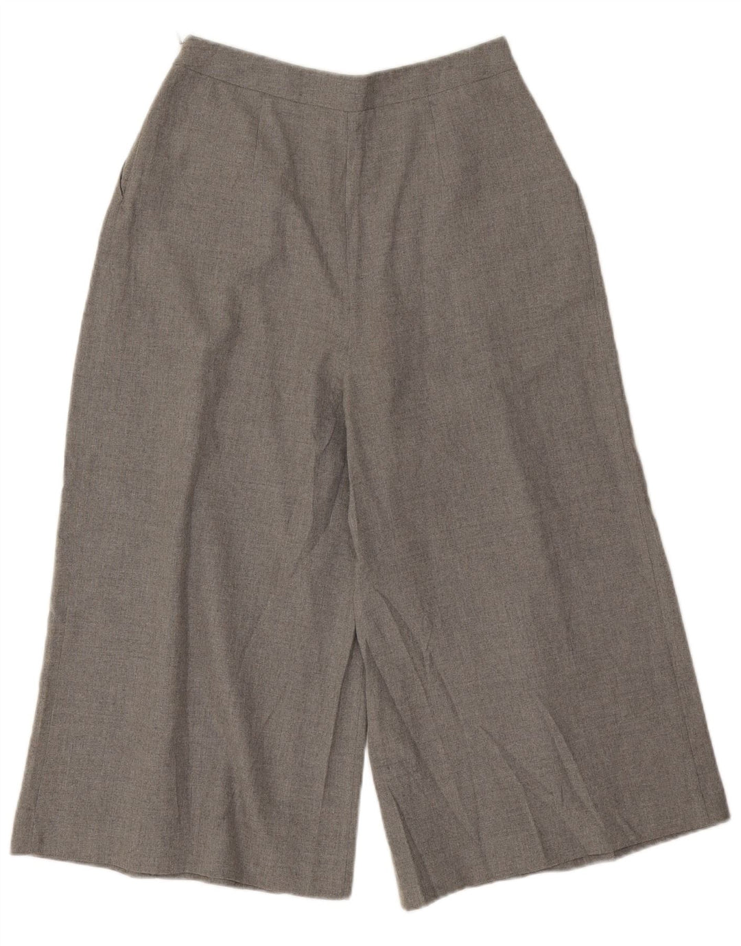 Zara Mujer Cullotes Capri Pantalones Pequeños W26 L19 Poliéster Gris Moteado