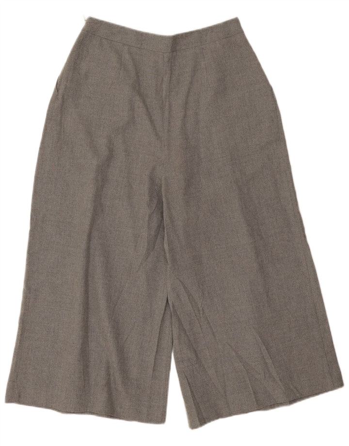 Zara Mujer Cullotes Capri Pantalones Pequeños W26 L19 Poliéster Gris Moteado