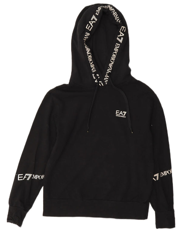 Emporio Armani Jersey con capucha de gran tamaño para mujer con gráfico UK 6 XS Algodón negro