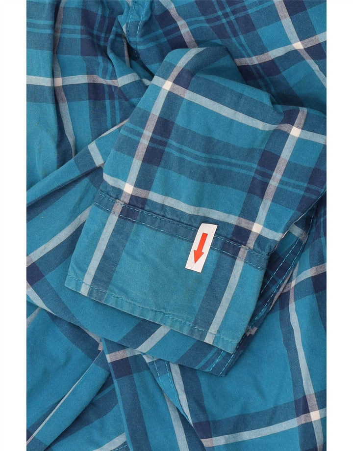Camisa Hollister Hombre Algodón A Cuadros Azul Grande