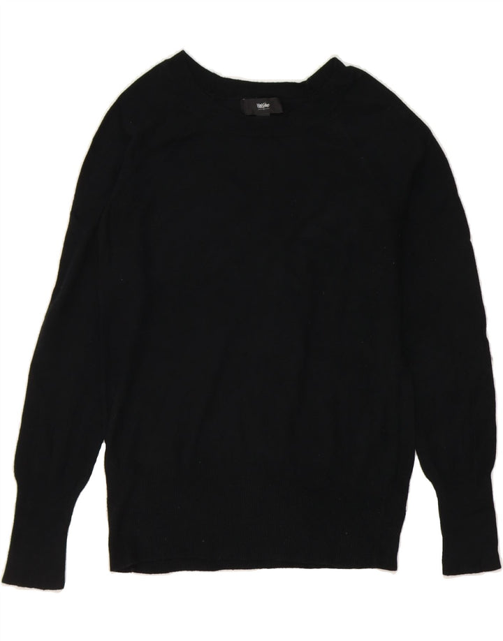 MASSIMO DUTTI Womens Boat Neck Jumper Sweater UK 12 Medium Black Nylon Vintage Massimo Dutti and Second-Hand Massimo Dutti from Messina Hembry 