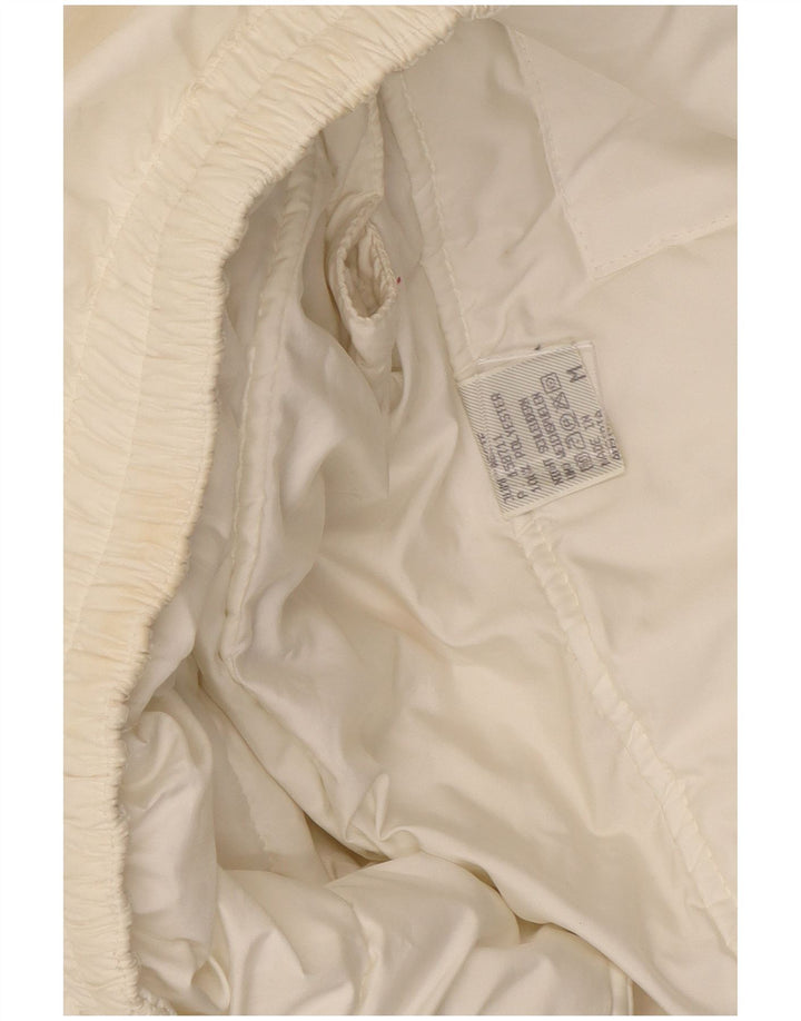 Vintage hombres suelto ajuste acolchado chaleco Reino Unido 38 poliéster blanco medio