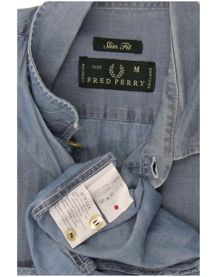 Camisa Fred Perry Hombre Slim Fit Algodón Azul Medio