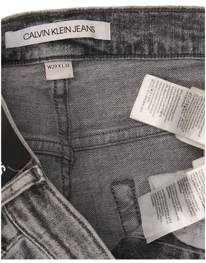 CALVIN KLEIN Vaqueros ajustados desgastados para mujer W29 L32 Algodón gris