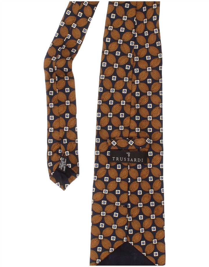 Corbata Hombre Trussardi Talla Única Marrón Geométrica Seda Clásica