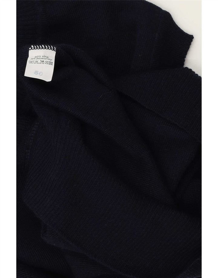 Vintage hombres chaleco camiseta sin mangas EU 50 medio azul marino poliacrílico