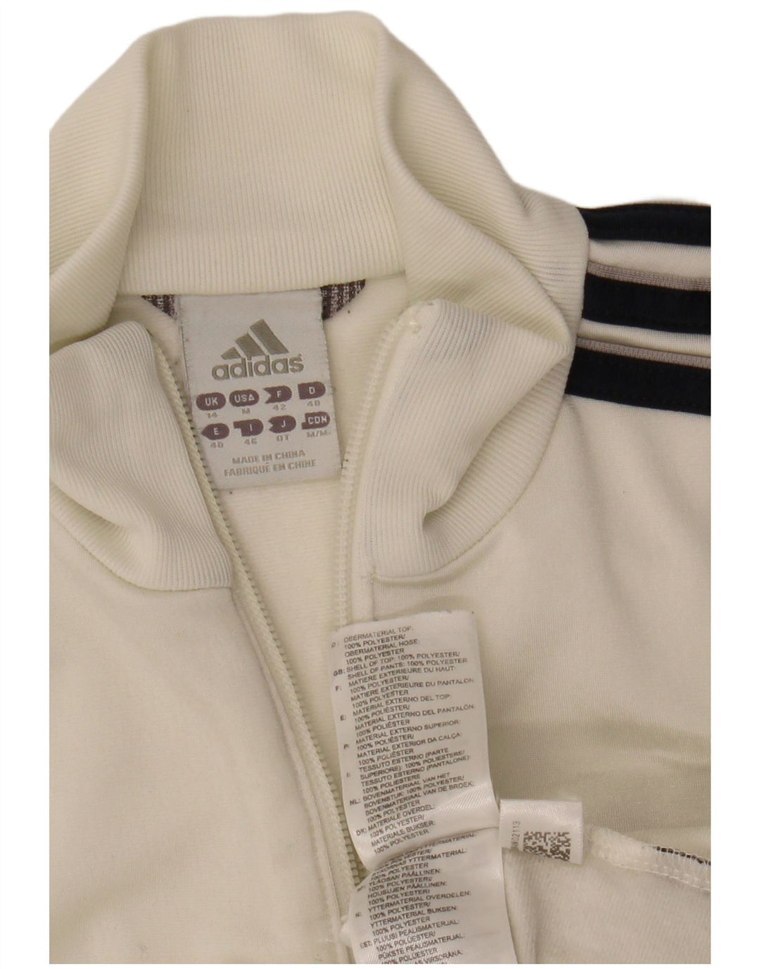 ADIDAS Chaqueta de chándal para mujer Reino Unido 14 Mediano Blanco Poliéster