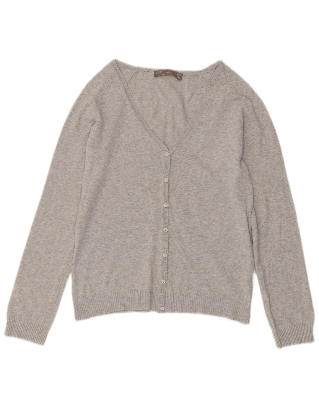 Zara Mujer Cárdigan Suéter UK 44 Grande Gris Moteado