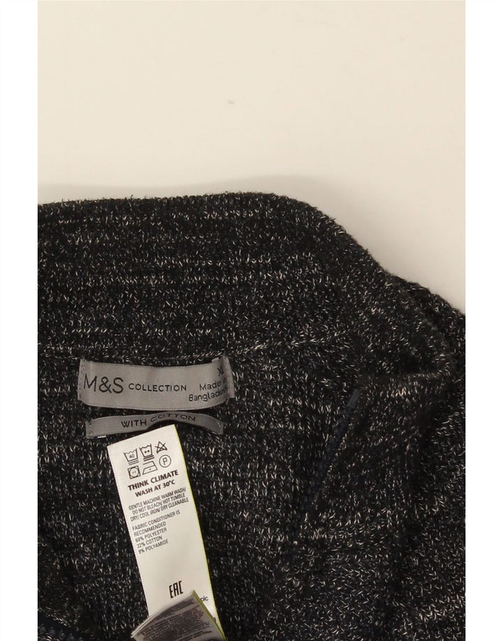 MARKS & SPENCER Suéter tipo cárdigan para hombre XL Poliéster moteado gris