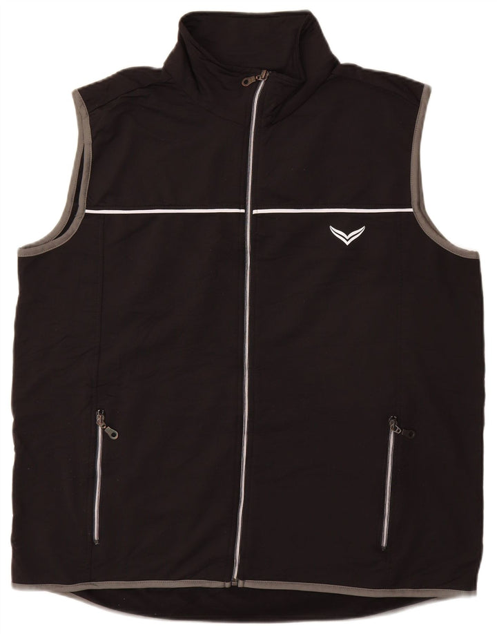 TRIGEMA Chaqueta superior de chándal sin mangas con gráfico para hombre Poliéster negro grande