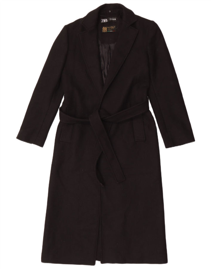 Zara Mujer Manteco Abrigo UK 6 XS Lana Negra