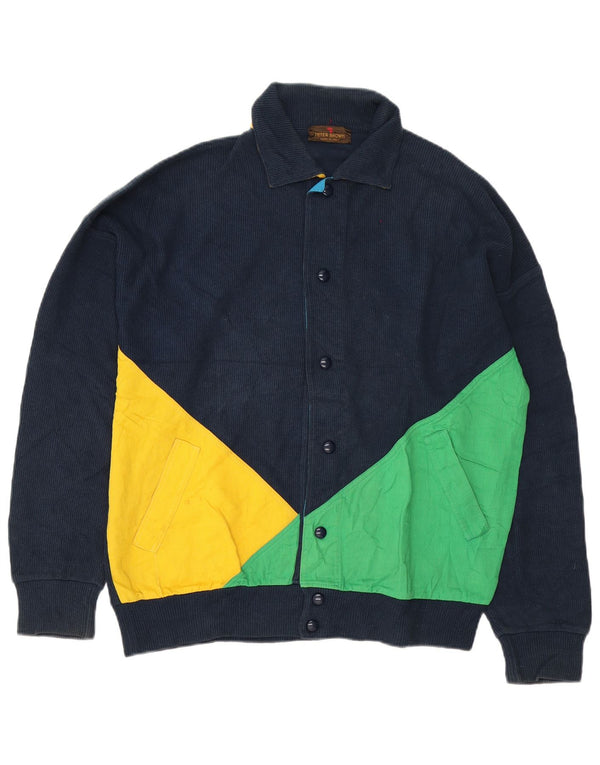 Peter Brown - Cárdigan para hombre IT 48 Medium Azul marino Colorblock Algodón