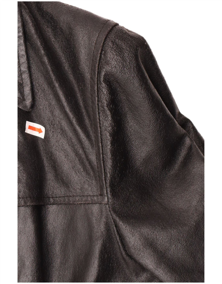 Vintage mujer chaqueta de cuero Reino Unido 12 medio negro cuero clásico