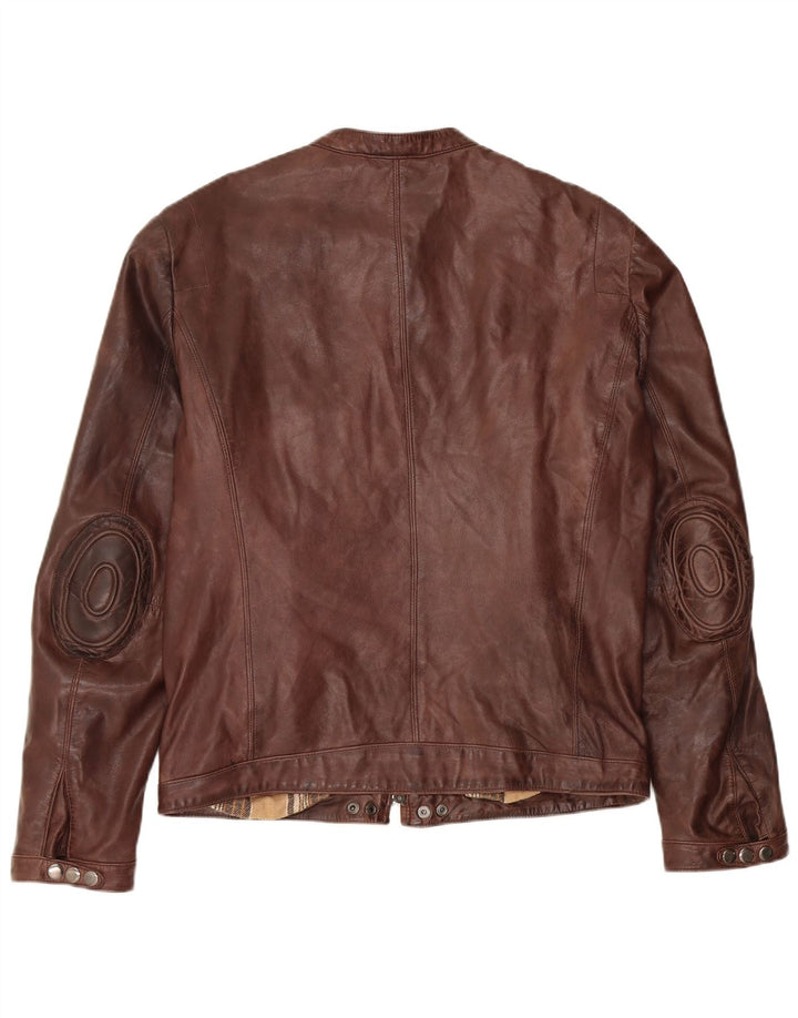 Zen Chaqueta de cuero para mujer IT 52 2XL Cuero marrón