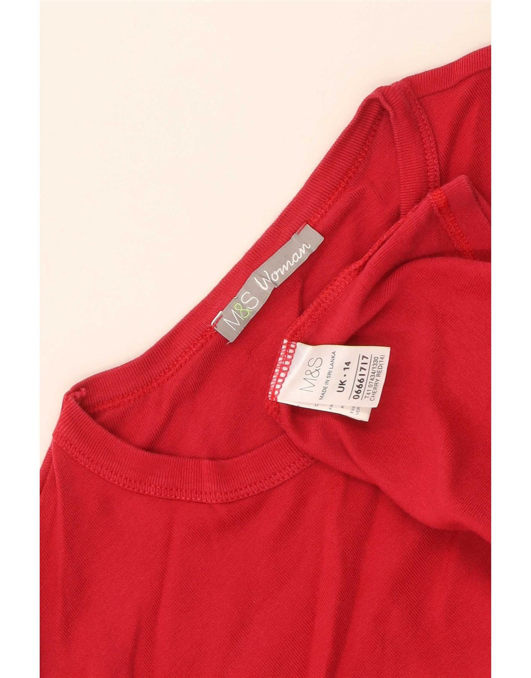 Marks & Spencer Top para mujer de manga larga UK 44 Algodón rojo mediano