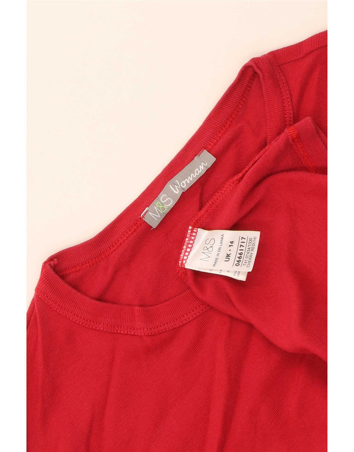 Marks & Spencer Top para mujer de manga larga UK 44 Algodón rojo mediano