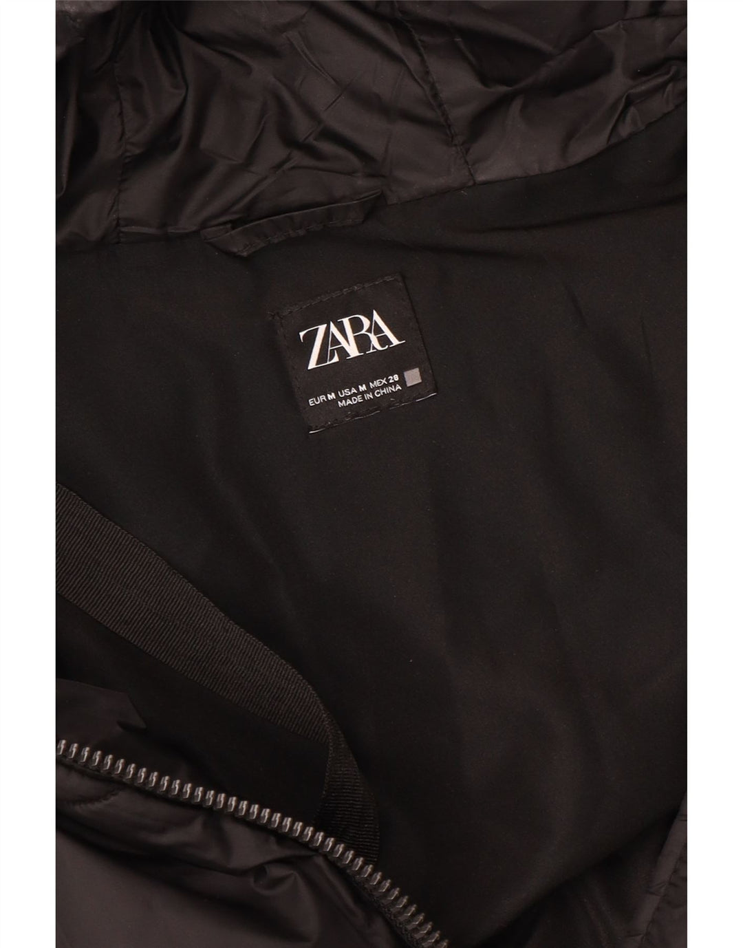 ZARA Mujer Abrigo Acolchado Extragrande Con Capucha UK 44 Medium Negro