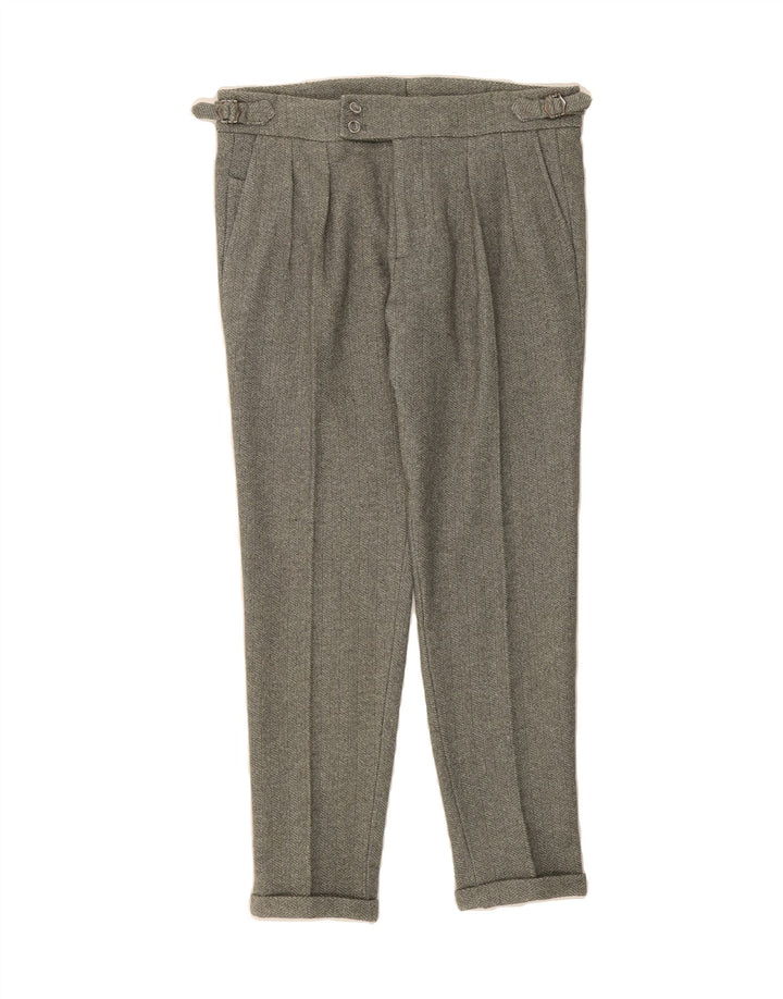 VINTAGE Womens Pegged Casual Trousers W34 L29 Grey Herringbone Vintage Vintage and Second-Hand Vintage from Messina Hembry 