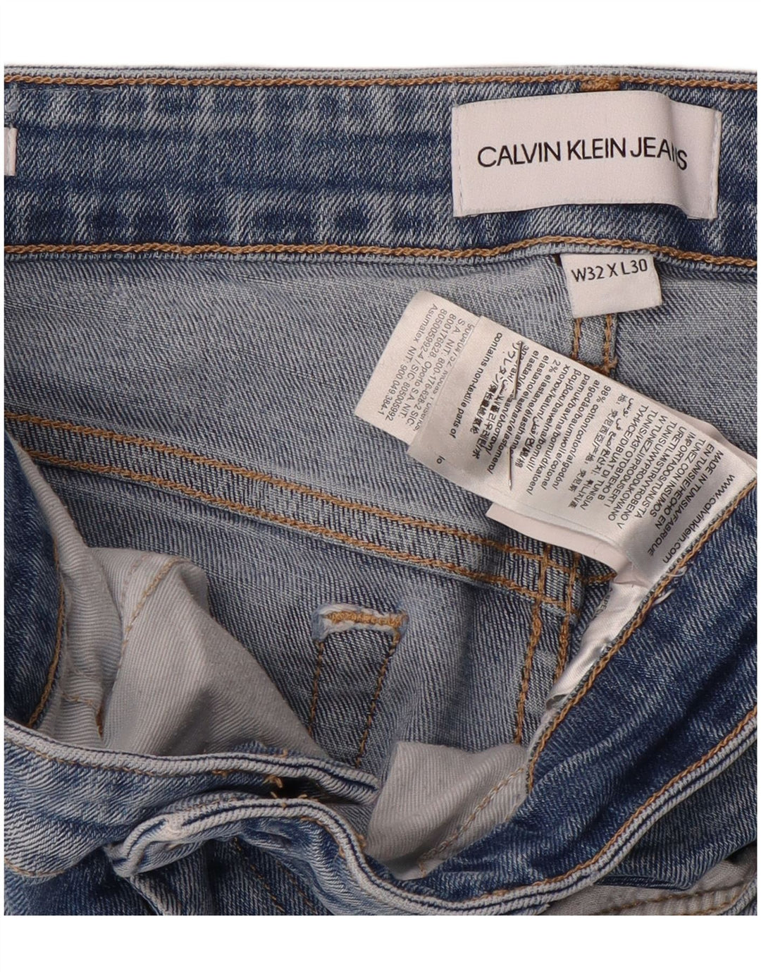Calvin Klein Jeans ajustados para hombre W32 L30 Algodón azul