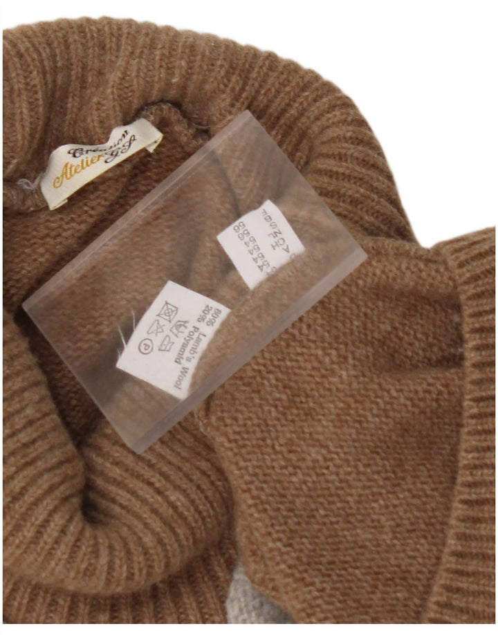 VINTAGE Jersey de cuello vuelto para mujer EU 56 6XL Marrón Colorblock