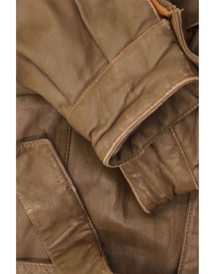 LIVERPOOL Chaqueta de cuero militar para hombre IT 54 2XL Cuero marrón