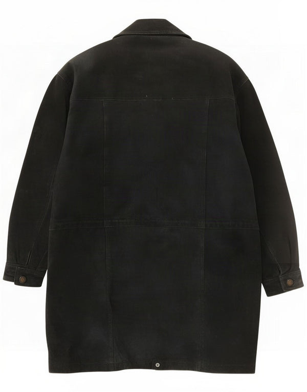 Abrigo de gamuza vintage para mujer UK 12 Cuero azul marino mediano