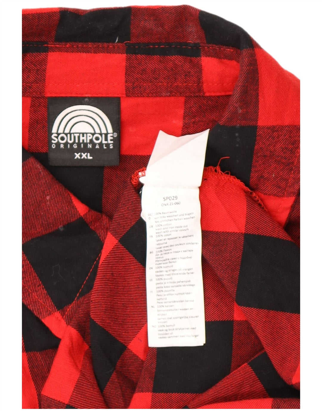 SOUTHPOLE Camisa de franela para hombre 2XL Algodón a cuadros rojo