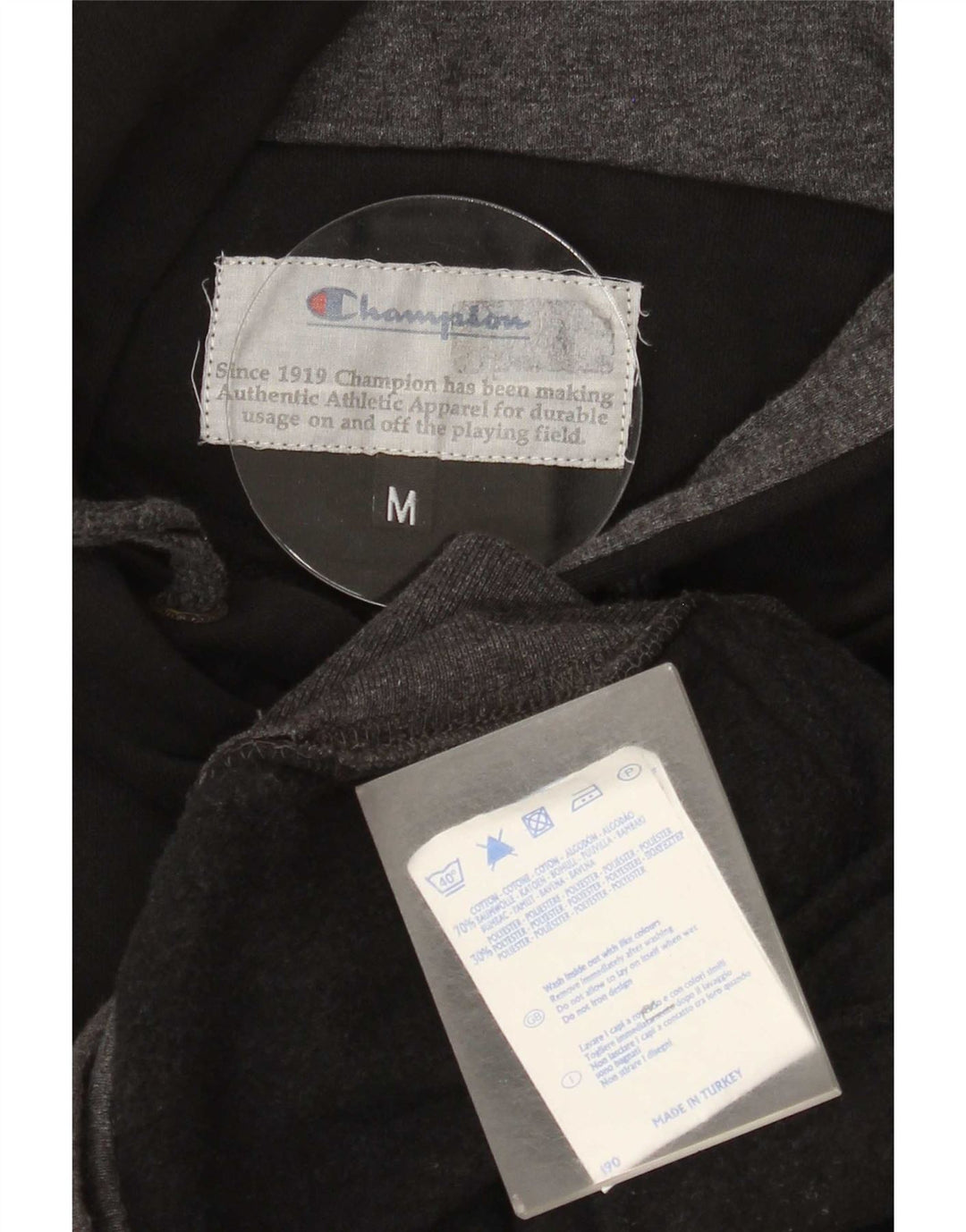 Champion Sudadera con capucha y cremallera para hombre Suéter mediano de algodón negro
