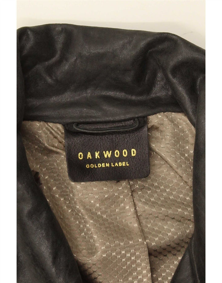 Oakwood Gabardina de cuero para mujer UK 44 Mediano Negro